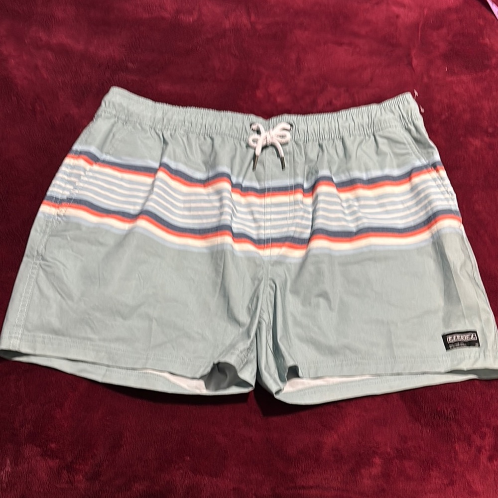 Ezekiel Men's  beach Shorts - Teal with Striped Pattern size 36